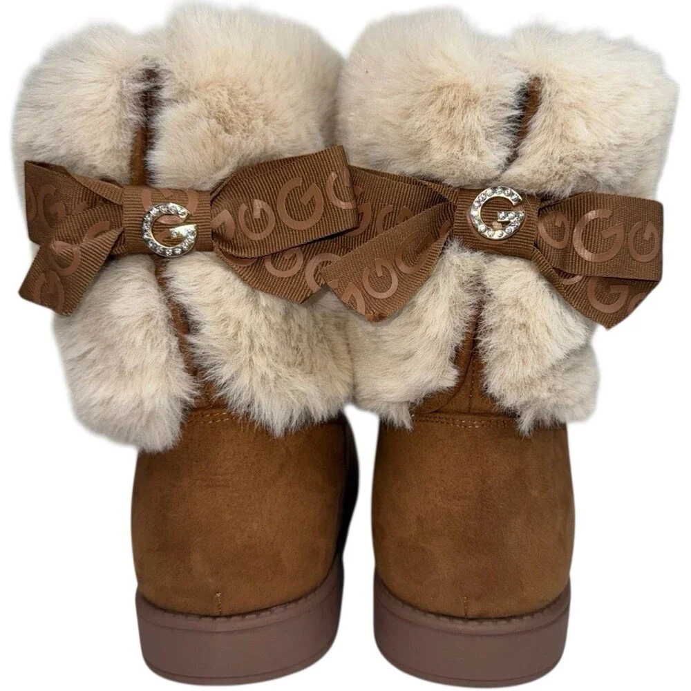GBG Los Angeles Womens Size 11 Boots Ankle Faux Fur & Suede Uppers Brown New